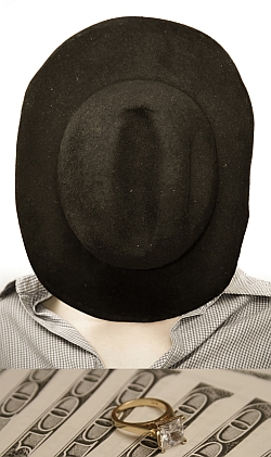 Black Hat Engagement Ring Money
