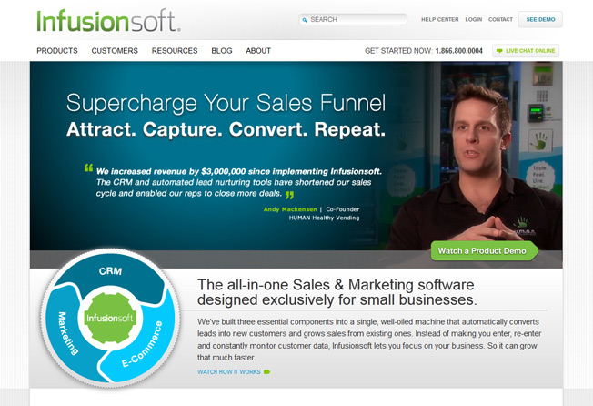 infusion soft homepage conversions